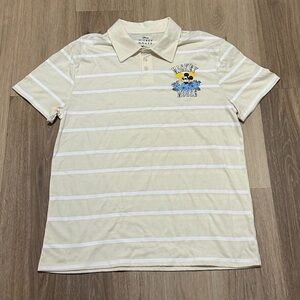 Disney Mickey Mouse Cream Striped Polo Shirt size L